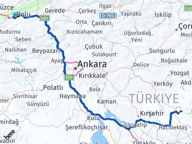 Bolu Yenifakılı Yozgat Arası Kaç Km - Yol Haritası