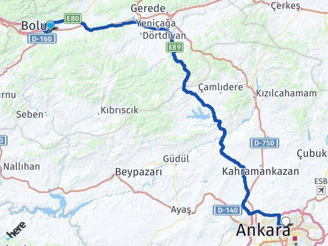 Bolu Yenimahalle Arası Kaç Km - Yol Tarifi