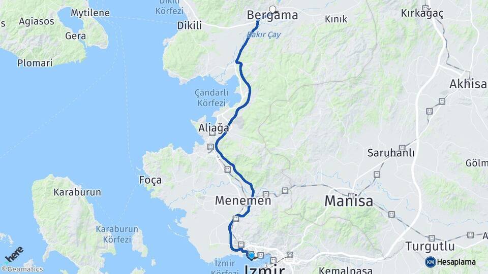 Bostanlı Vapur İskelesi Bergama Arası Kaç Km - Yol Tarifi