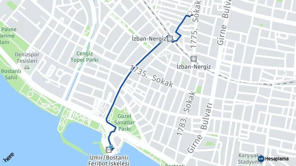 Bostanlı Vapur İskelesi Nergiz Arası Kaç Km - Yol Tarifi