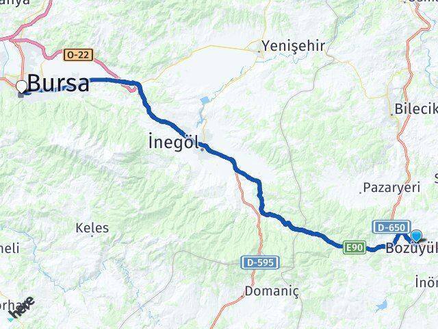 Bozüyük Otobüs Terminali Bursa Arası Kaç Km - Yol Tarifi