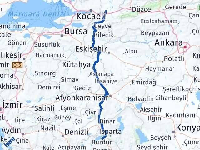 Burdur Adapazarı Sakarya Arası Kaç Km - Yol Haritası
