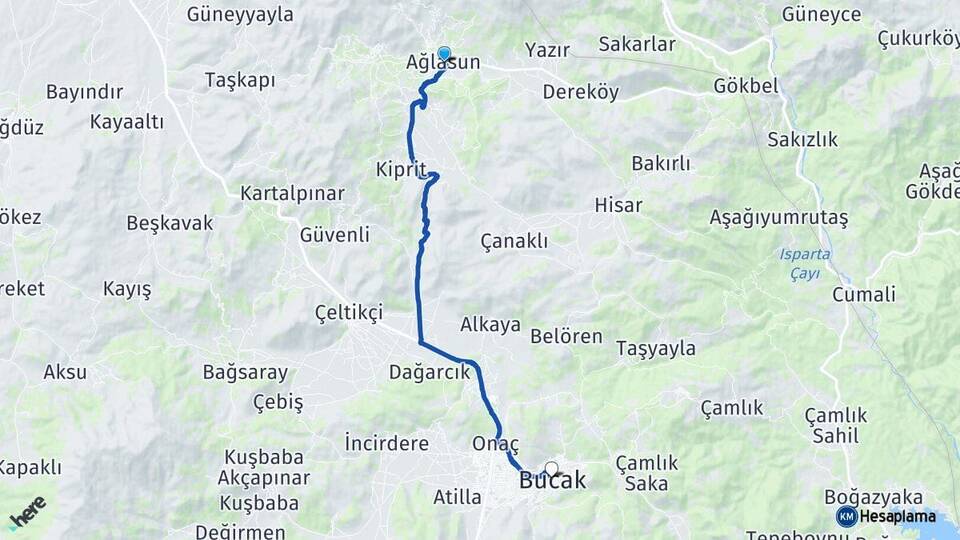 Burdur Ağlasun Bucak Arası Kaç Km - Yol Haritası