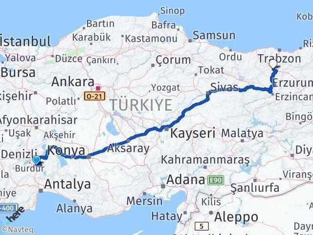 Burdur Ağlasun Gümüşhane Arası Kaç Km - Yol Haritası