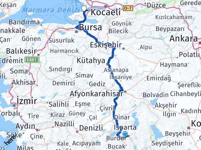 Burdur Ağlasun Yalova Arası Kaç Km - Yol Haritası