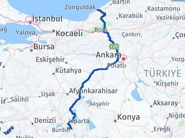 Burdur Ağlasun Zonguldak Arası Kaç Km - Yol Haritası