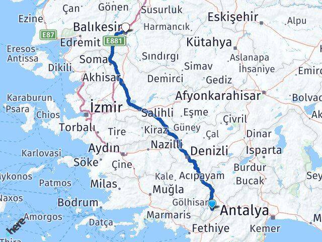 Burdur Altınyayla Balıkesir Arası Kaç Km - Yol Haritası