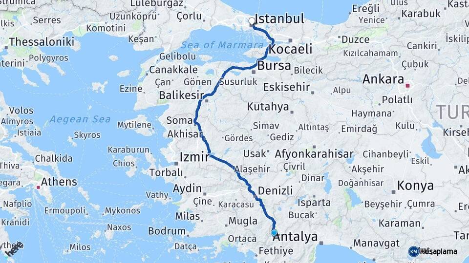 Burdur Altınyayla İstanbul Arası Kaç Km - Yol Haritası