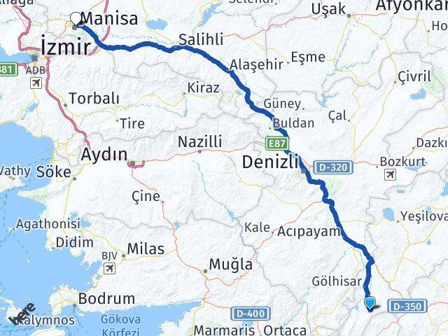Burdur Altınyayla Manisa Arası Kaç Km - Yol Haritası