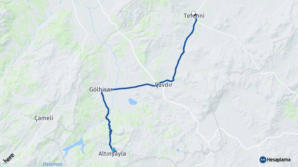 Burdur Altınyayla Tefenni Arası Kaç Km - Yol Haritası