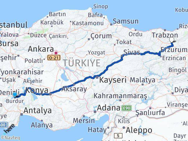 Burdur Aydıntepe Bayburt Arası Kaç Km - Yol Haritası