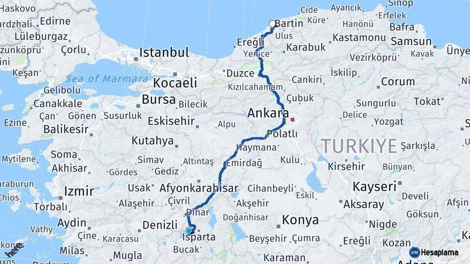 Burdur Bartın Arası Kaç Km - Yol Haritası