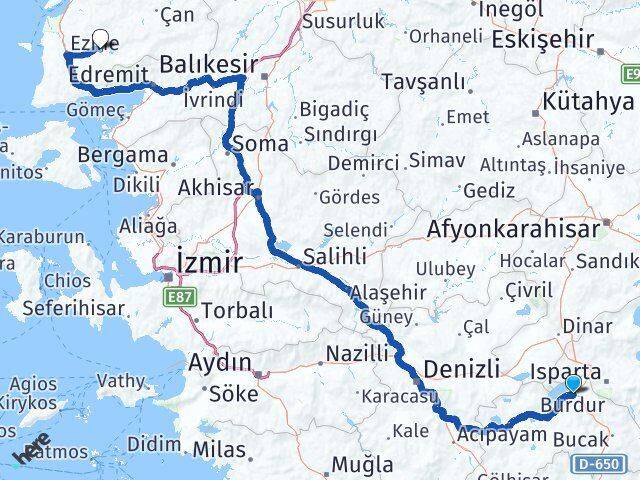 Burdur Bayramiç Çanakkale Arası Kaç Km - Yol Haritası