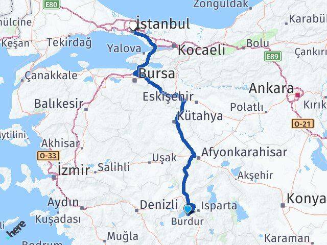 Burdur Beşiktaş İstanbul Arası Kaç Km - Yol Haritası