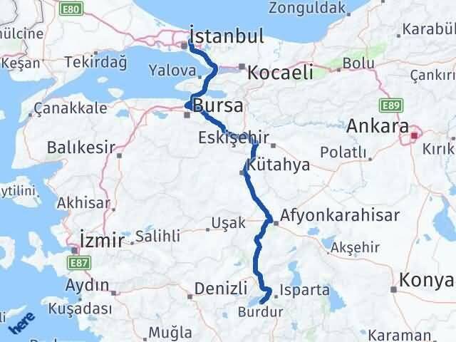 Burdur Beykoz İstanbul Arası Kaç Km - Yol Haritası