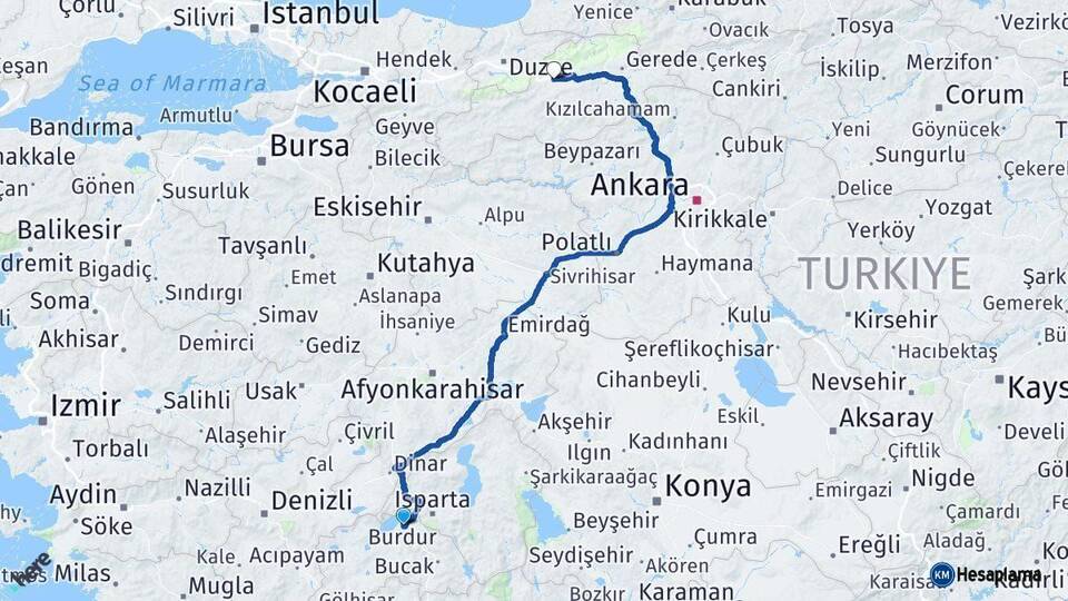 Burdur Bolu Arası Kaç Km - Yol Haritası