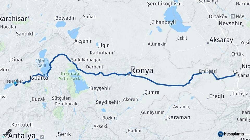Burdur Bor Niğde Arası Kaç Km - Yol Haritası