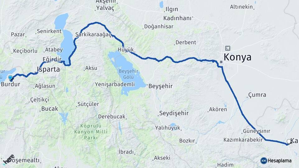 Burdur Bozlar Arası Kaç Km - Yol Haritası