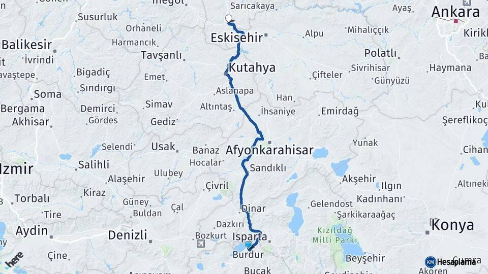 Burdur Bozüyük Bilecik Arası Kaç Km - Yol Haritası