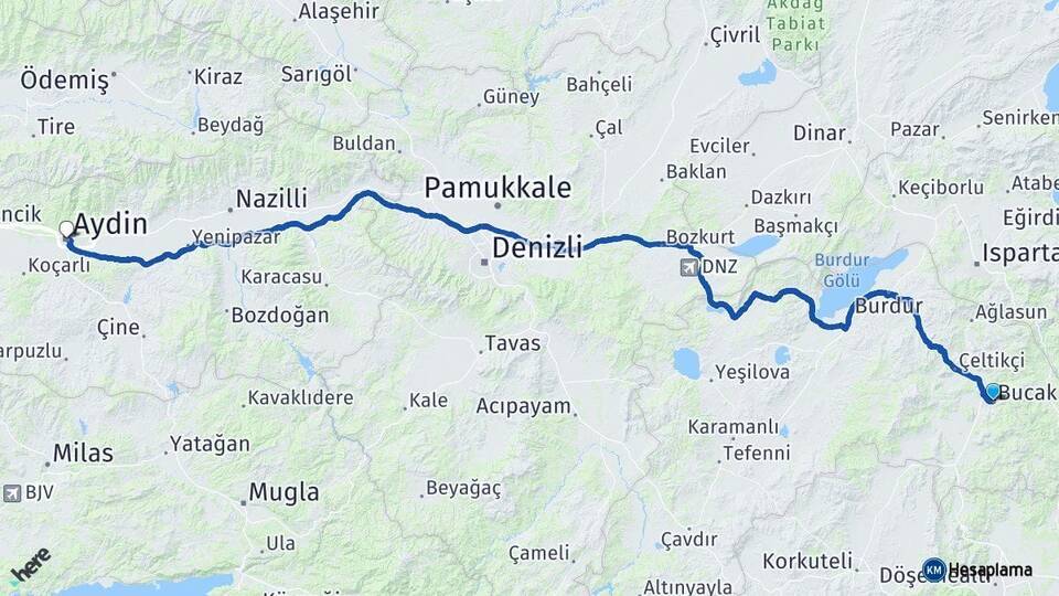 Bucak Aydın Arası Kaç Km - Yol Tarifi