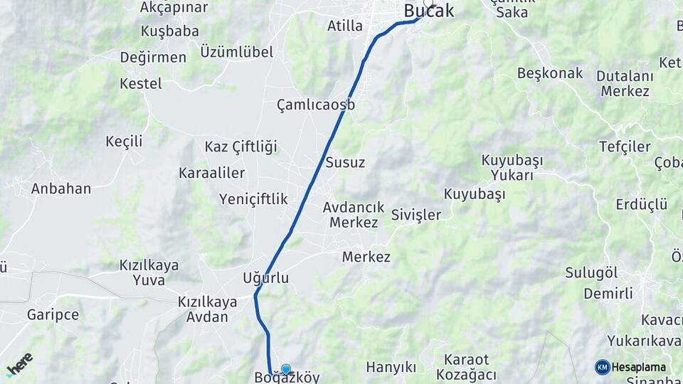 Boğazköy Bucak Arası Kaç Km - Yol Tarifi