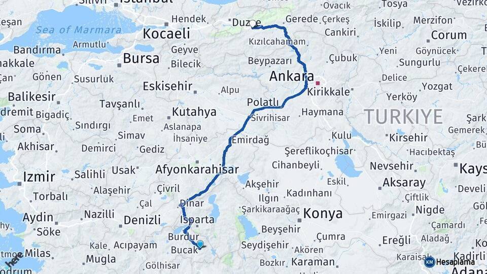 Bucak Bolu Arası Kaç Km - Yol Tarifi