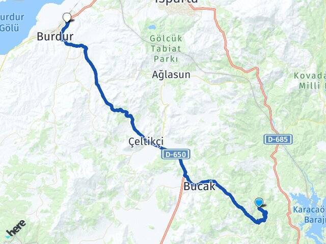 Dutalanı Burdur Otogarı Arası Kaç Km - Yol Tarifi