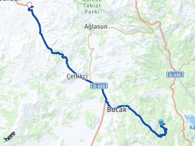 Dutalanı Mehmet Akif Ersoy Üniversitesi Arası Kaç Km - Yol Tarifi