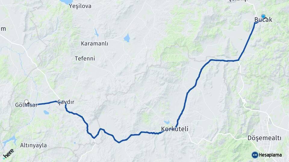 Burdur Bucak Gölhisar Arası Kaç Km - Yol Haritası