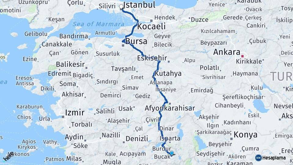 Bucak İstanbul Arası Kaç Km - Yol Tarifi