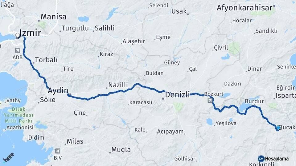 Bucak İzmir Arası Kaç Km - Yol Tarifi