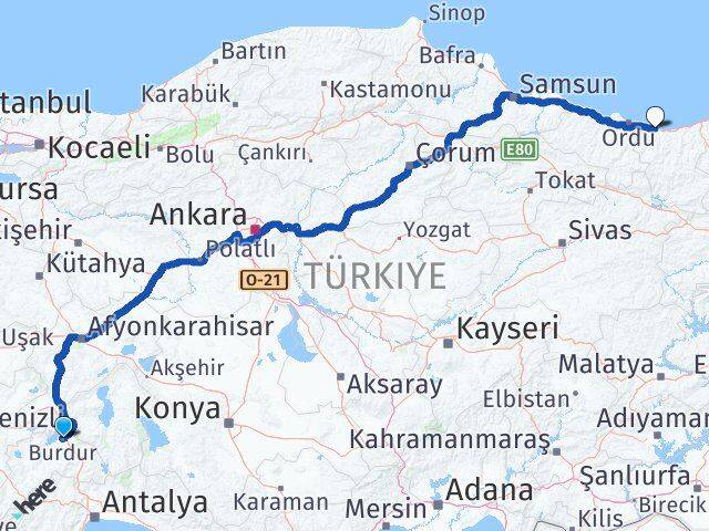 Burdur Bulancak Giresun Arası Kaç Km - Yol Haritası