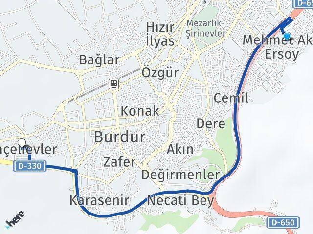 Mehmet Akif Ersoy Üniversitesi Bahçelievler Arası Kaç Km - Yol Tarifi