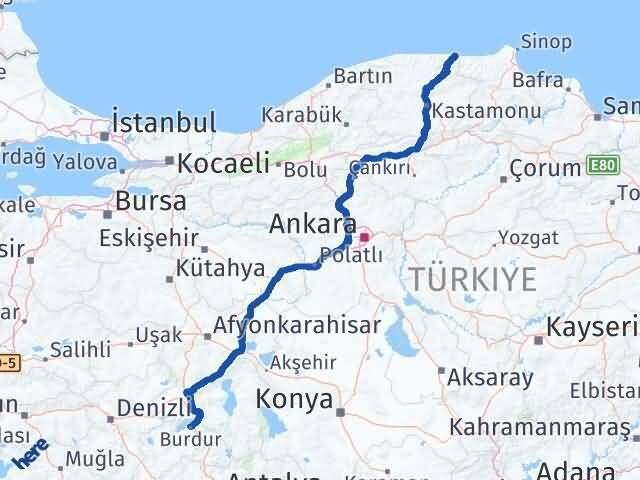 Burdur Çatalzeytin Kastamonu Arası Kaç Km - Yol Haritası