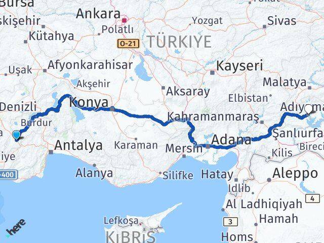 Burdur Çavdır Adıyaman Arası Kaç Km - Yol Haritası