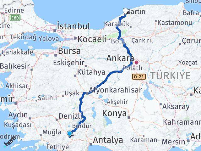 Burdur Çavdır Bartın Arası Kaç Km - Yol Haritası