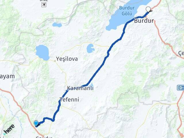 Büyükalan Burdur Otogarı Arası Kaç Km - Yol Tarifi