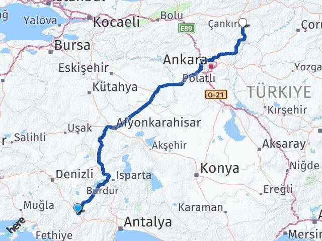 Burdur Çavdır Çankırı Arası Kaç Km - Yol Haritası