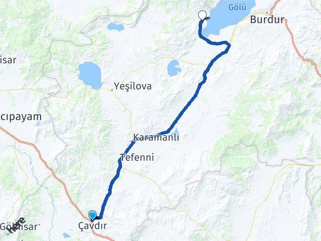 Burdur Çavdır Karakent Arası Kaç Km - Yol Haritası