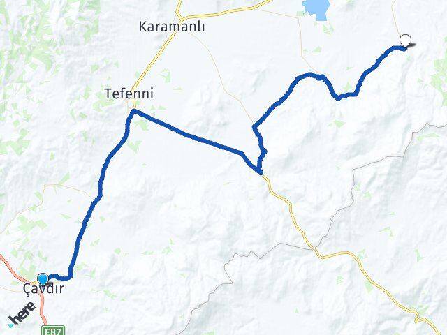 Burdur Çavdır Kemer Arası Kaç Km - Yol Haritası