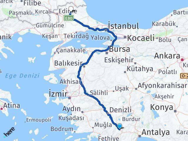 Burdur Çavdır Kırklareli Arası Kaç Km - Yol Haritası