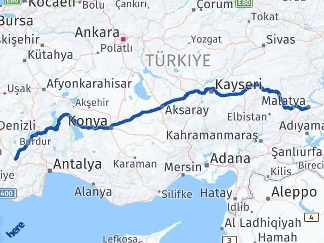 Burdur Çavdır Malatya Arası Kaç Km - Yol Haritası
