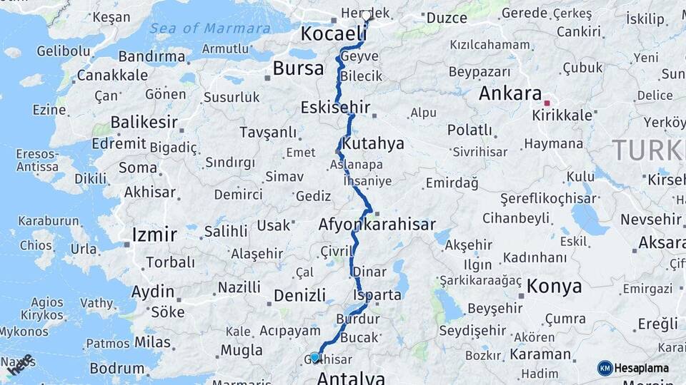 Burdur Çavdır Sakarya Arası Kaç Km - Yol Haritası