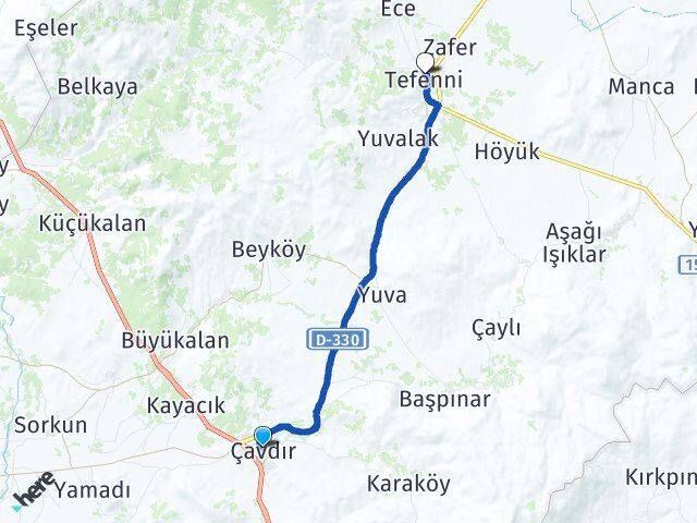 Burdur Çavdır Tefenni Arası Kaç Km - Yol Haritası