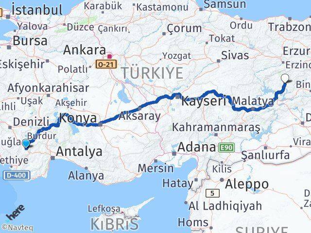Burdur Çavdır Tunceli Arası Kaç Km - Yol Haritası