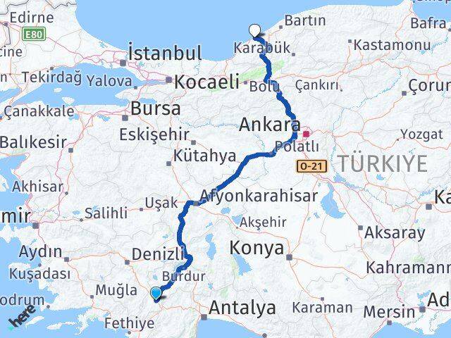 Burdur Çavdır Zonguldak Arası Kaç Km - Yol Haritası