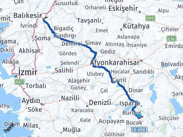 Burdur Çeltikçi Balıkesir Arası Kaç Km - Yol Haritası
