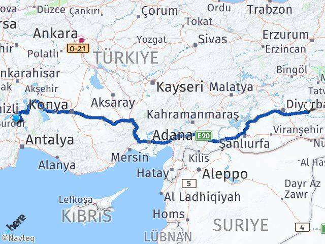 Burdur Çeltikçi Batman Arası Kaç Km - Yol Haritası