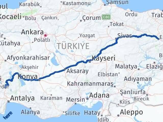 Çeltikçi Erzincan Arası Kaç Km - Yol Tarifi
