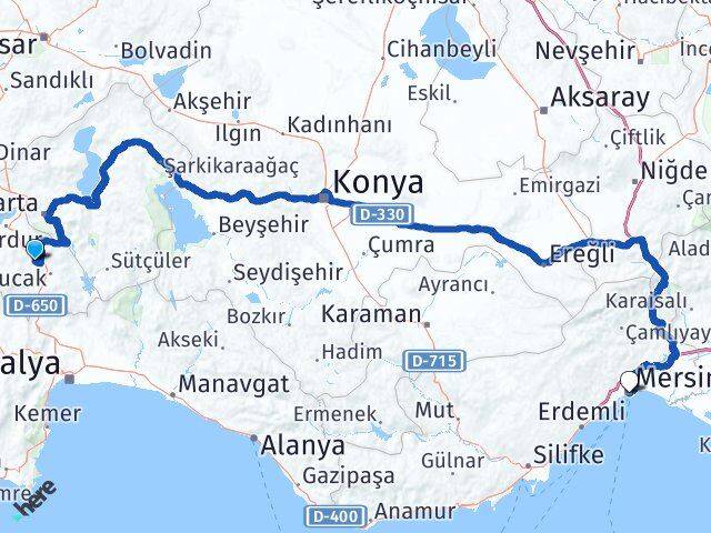 Burdur Çeltikçi Mersin Arası Kaç Km - Yol Haritası